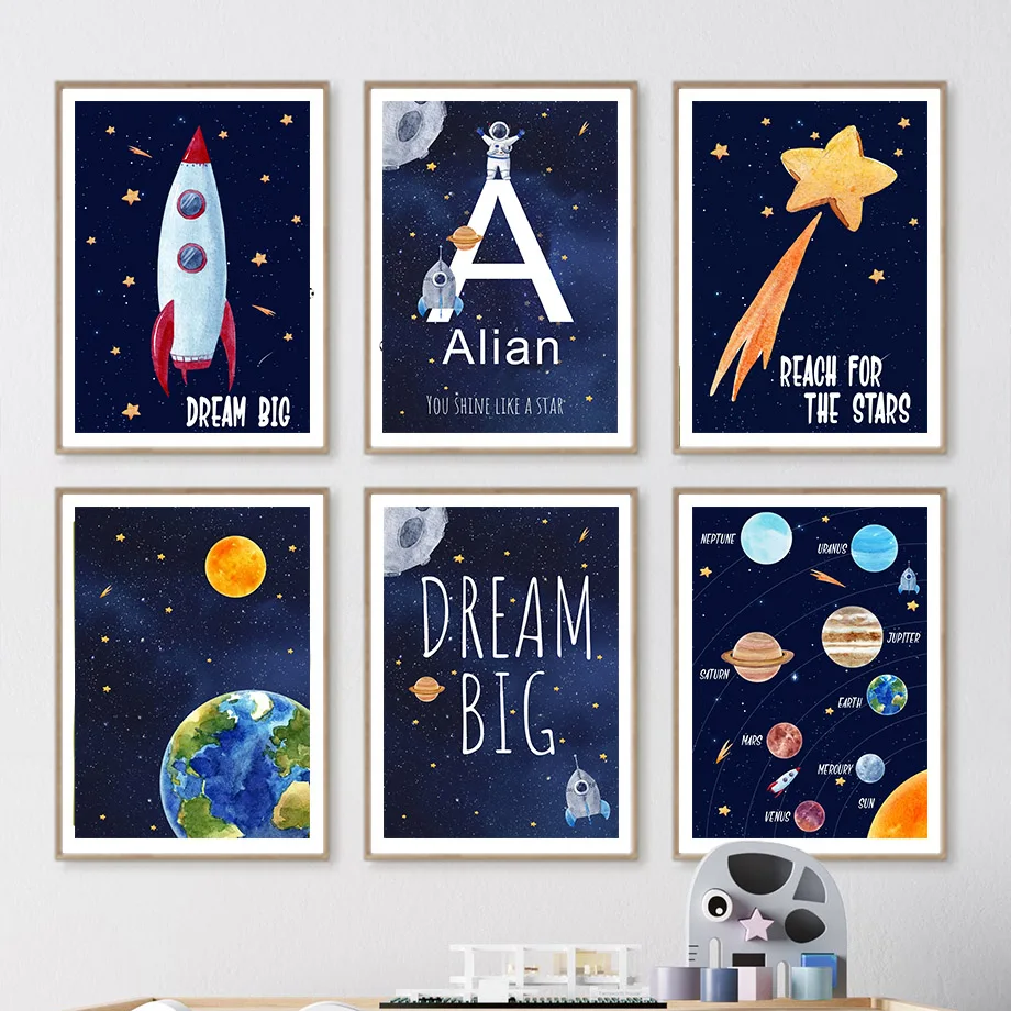 Kids Education Nursery - لوحة قماشية مخصصة بتصميم رائد فضاء