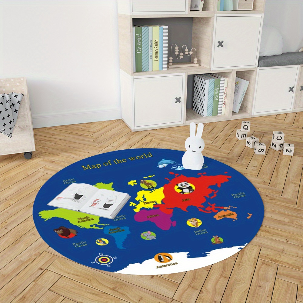 سجادة دائرية بتصميم خريطة العا - مراجعة Kids Education Nursery وسعره