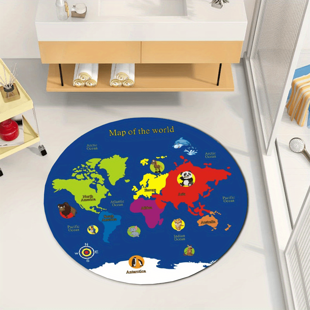 سجادة دائرية بتصميم خريطة العا - مراجعة Kids Education Nursery وسعره